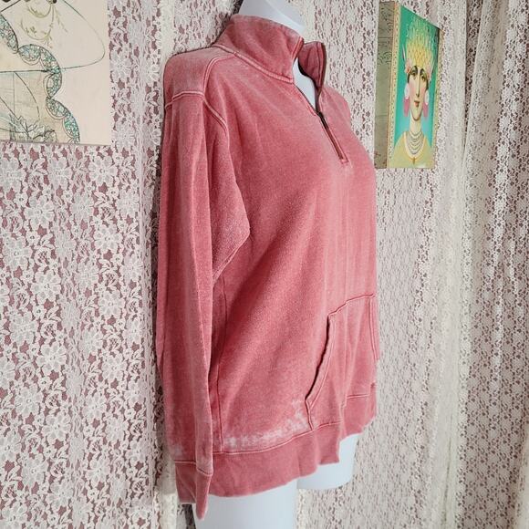 Ocean Drive salmon pink distressed pullover well worn sweater size Large - Picture 3 of 11